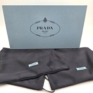 Prada Blue Shoe Box with Tissue Paper and 2 Black Dust Bags Set for Pumps EMPTY